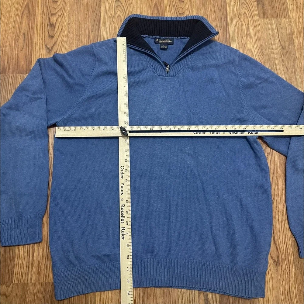Brooks Brothers Sweater Mens Large Cashmere Blend 1/4 Zip Pullover Blue